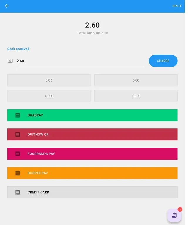 Charge & Payments — Pick the payment method